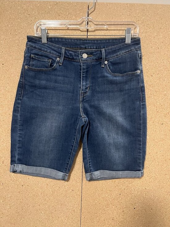 Levi's Pants - Levis Shorts Bermuda Women’s Size 29 Blue Denim Stretch Cuffed Mid Rise